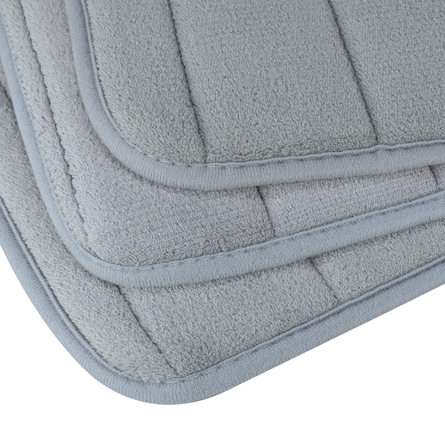 3 Piece Memory Foam Bath Mat Set with U-Shaped Toilet Mat Bathroom Rugs Soft Comfortable Water Absorption Bath Carpet Non-Slip Thick Machine Washable for Kitchen/Living Room(Gray)