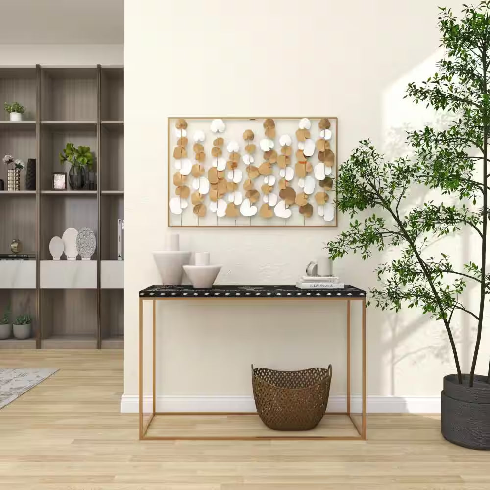 26 In. X 40 In. Gold Metal Modern Abstract Wall Decor