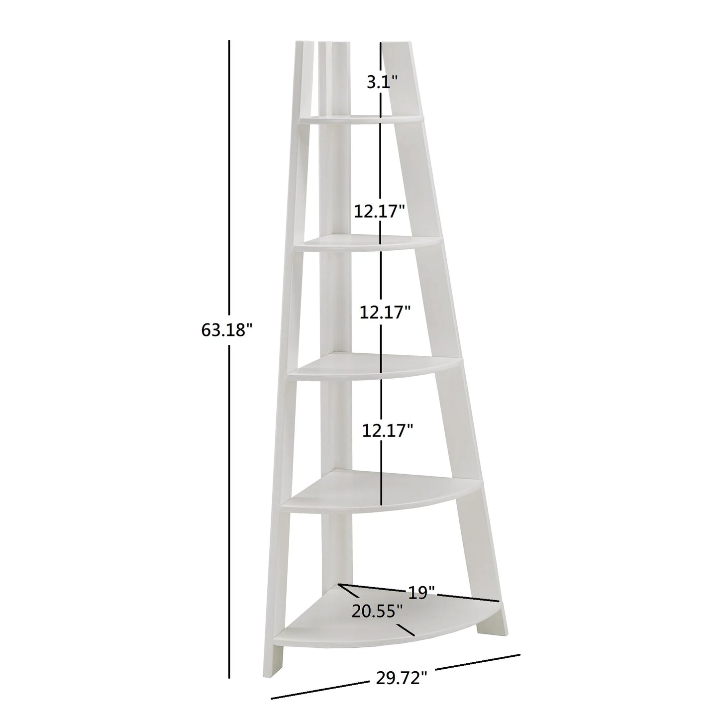 Solvig Corner Ladder 5 Shelf Bookcase, White