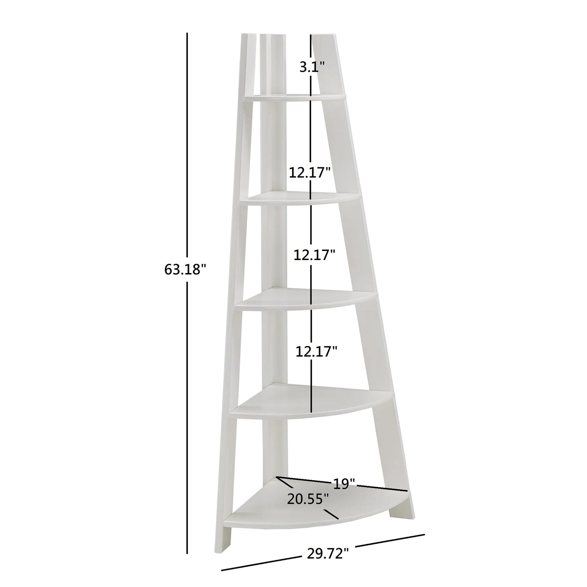 Solvig Corner Ladder 5 Shelf Bookcase, White