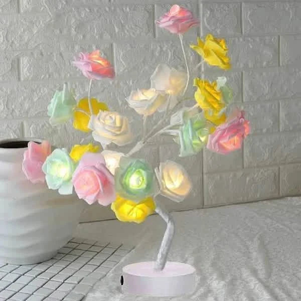 Rose Tree Lamp — Flower Accent Lamp, USB or Battery
